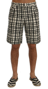 Dolce & Gabbana White Black Striped Casual Shorts -   -  Dolce & Gabbana.